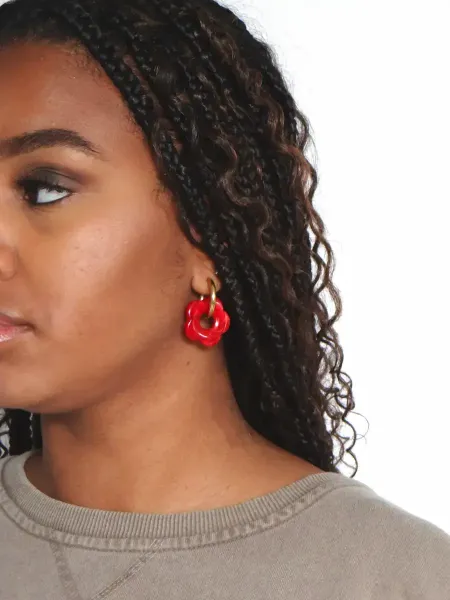 Boucle grande fleur rouge