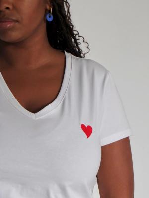 Charlie tee shirt blanc avec coeur rouge