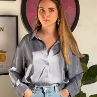 Chemise satine e bleu