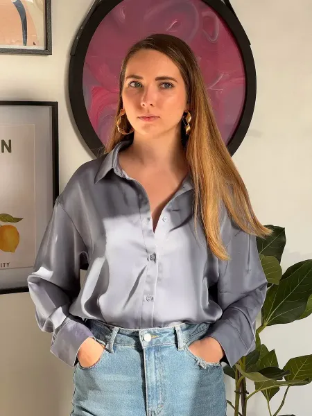 Chemise satine e bleu