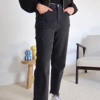 Jean noir mom fit ambre