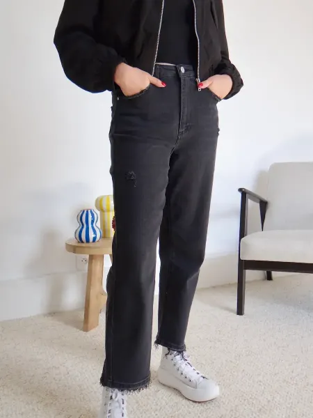 Jean noir mom fit ambre