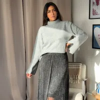 Jupe longue pailette gris