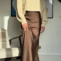 Jupe longue satine e marron