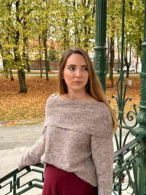 Pull bardot taupe