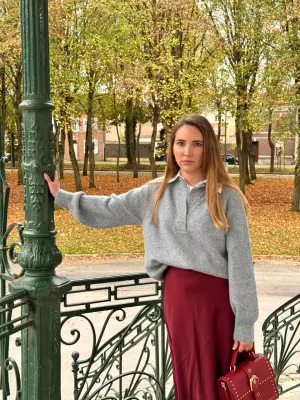 Pull chemise gris