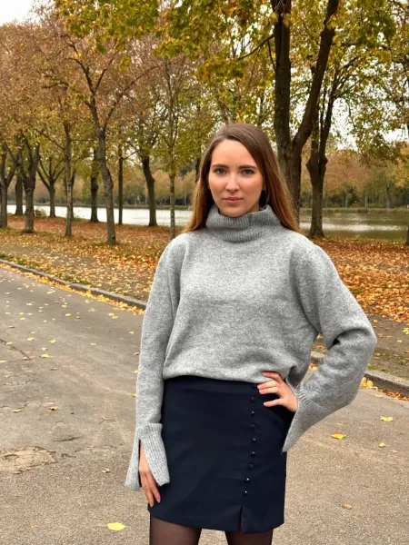 Pull ouverture gris face