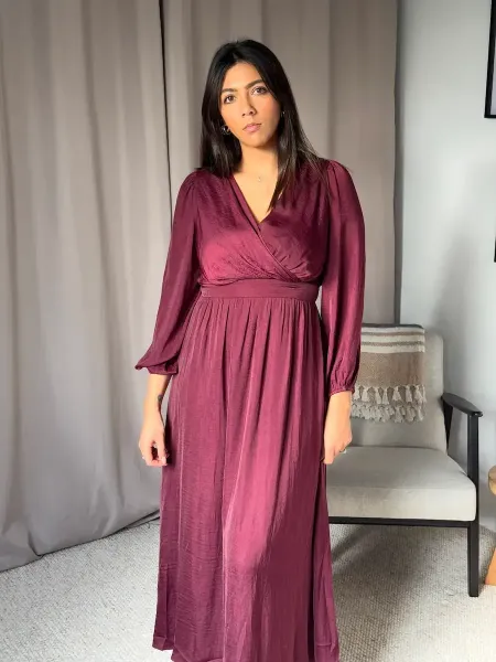 Robe longue fluide bordeau