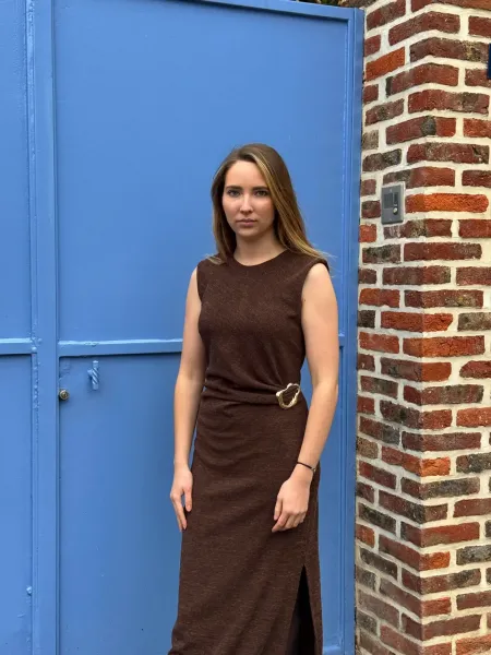 Robe longue marron