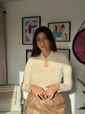 Top maille beige