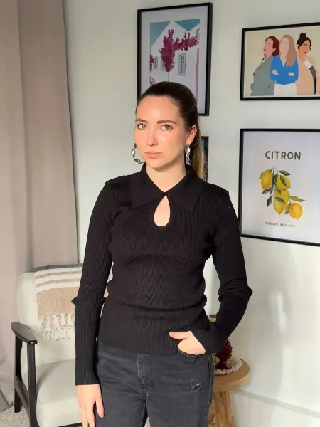 Top maille noir
